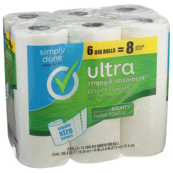 Simply Done Ultra Simple Size Select White Big Rolls Paper Towels Hy