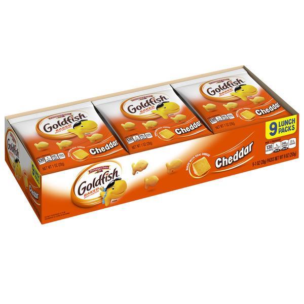 Goldfish Baked Cheddar Snack Cracker 9-1 oz Lunch Packs | Hy-Vee Aisles ...