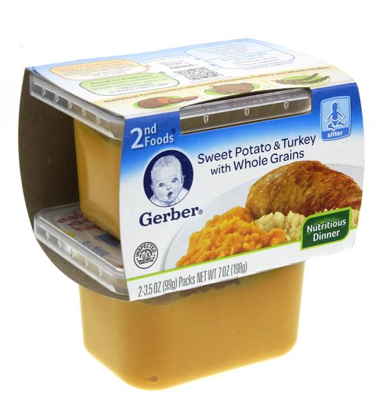 Gerber 2nd Foods Sweet Potato & Turkey with Whole Grains 2 - 2 oz Cups
