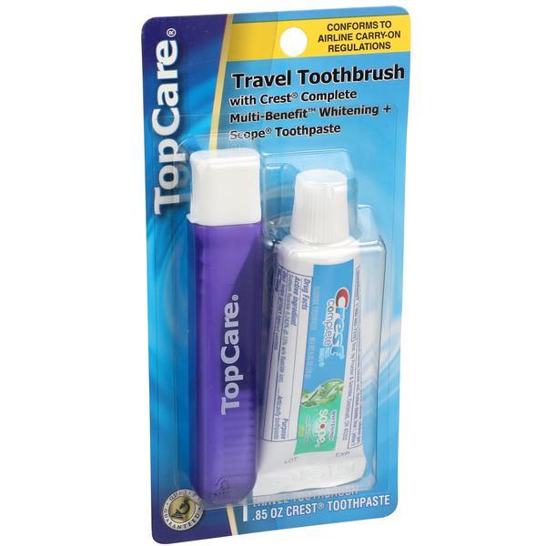 TopCare Travel Toothbrush with Crest Complete Toothpaste | Hy-Vee ...