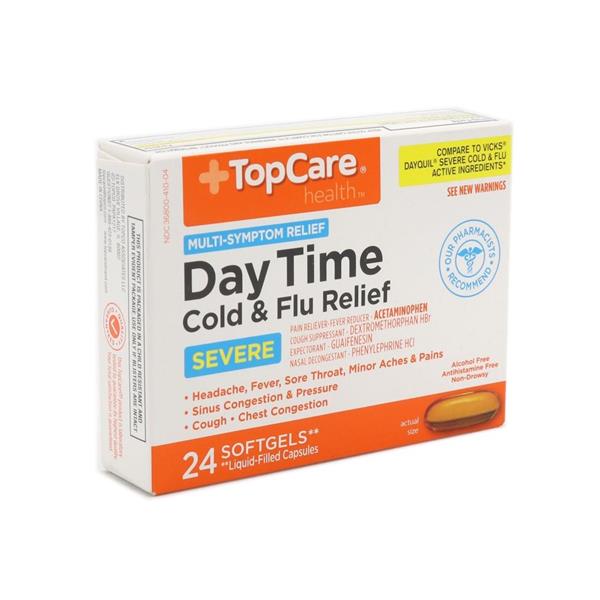 TopCare Health DayTime Cold & Flu Relief Severe MultiSymptom Relief Softgels HyVee Aisles