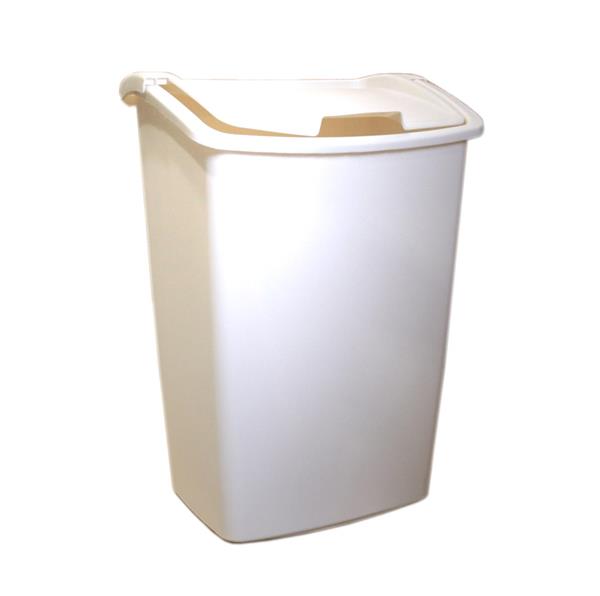 Rubbermaid 11.3 gal Plastic Kitchen Trash Can with Dual Action Lid , White