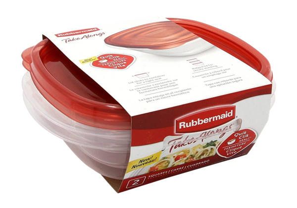 Rubbermaid TakeAlongs Rhubarb 5 Cup Deep Square Containers, 4-Pack