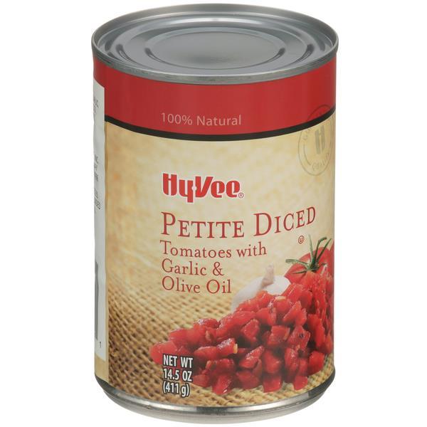 HyVee Petite Diced Tomatoes with Garlic & Olive Oil HyVee Aisles