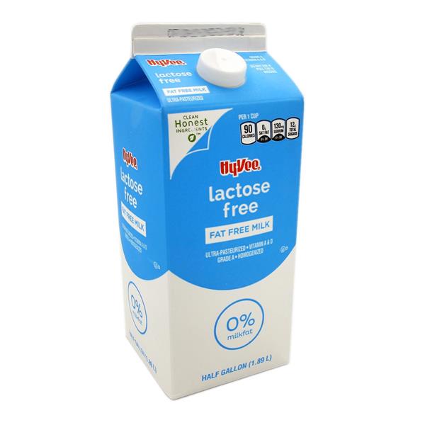 Hy-Vee 100% Lactose Free Fat Free Milk Half Gallon | Hy-Vee Aisles ...