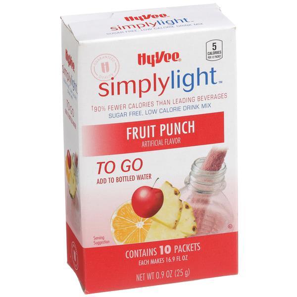 HyVee SimplyLight Low Calorie Fruit Punch Drink Mix To Go 10 Ct Hy