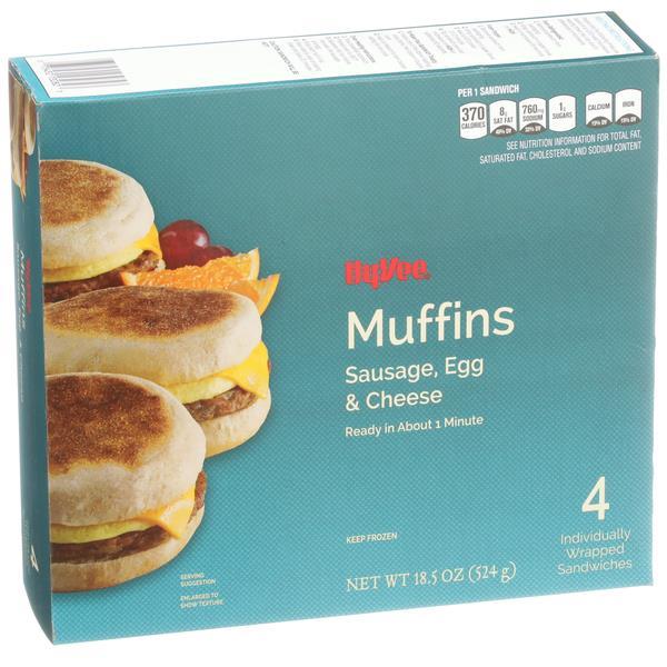 HyVee Sausage, Egg and Cheese Muffins 4Ct HyVee Aisles Online