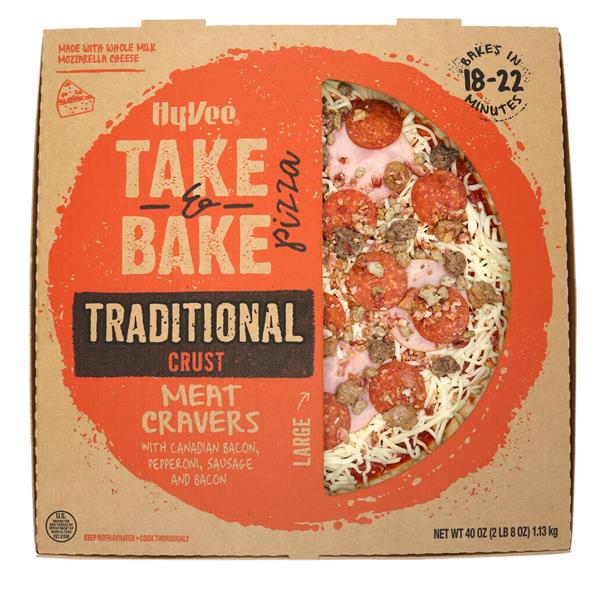 HyVee Take & Bake Meat Cravers Large Traditional Crust Pizza HyVee