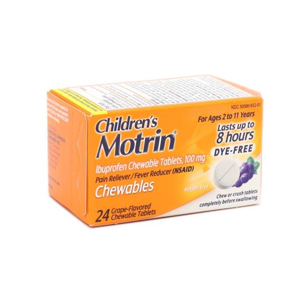 Children's Motrin DyeFree GrapeFlavored Chewable Tablets HyVee