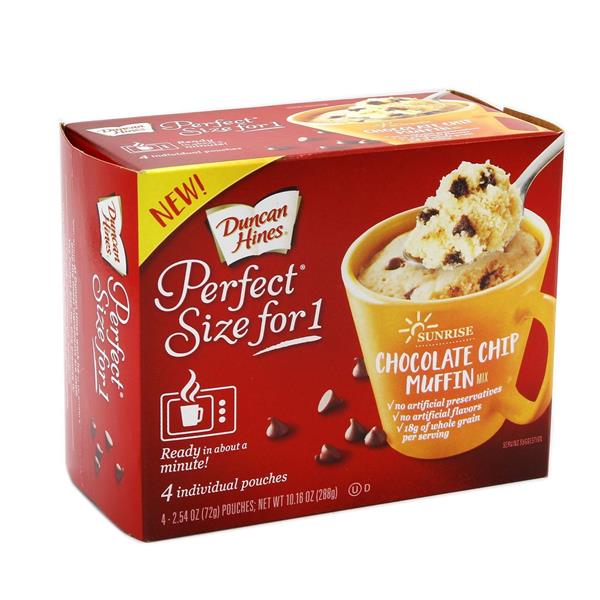 Duncan Hines Perfect Size for 1 Chocolate Chip Muffin Mix 4-2.54 oz ...