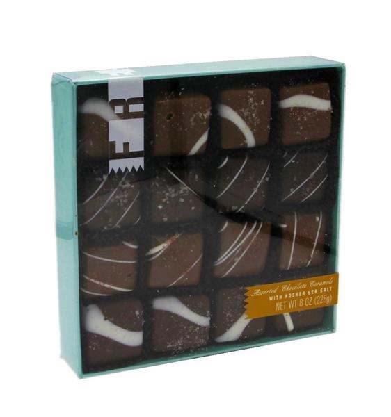 V Chocolates Assorted Chocolate Caramels with Kosher Sea Salt 16Ct Hy
