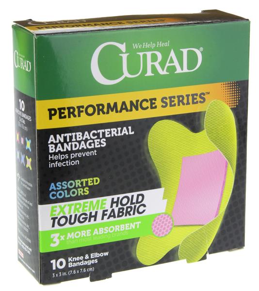 Curad Performance Series Antibacterial Bandage Extreme Hold Knee ...