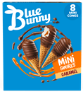 Blue Bunny Mini Swirls Caramel Cones, Frozen Dessert, 8 Pack