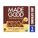 MadeGood Mornings Chocolate Chip Soft Baked Oat Bars, 5 Pack