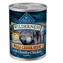 Blue Buffalo Wilderness Wolf Creek Stew High Protein, Natural Wet Dog Food, Chunky Chicken Stew in Gravy