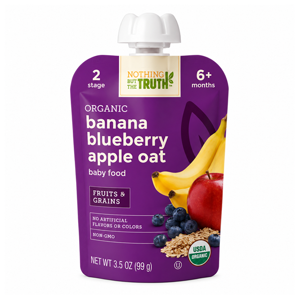 Nothing But The Truth Organic Banana Blueberry Apple Oat Baby Food