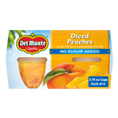 Del Monte Diced Peaches Fruit Cup Snacks, No Sugar Added, 4 Pack, 3.75 Oz. Cup