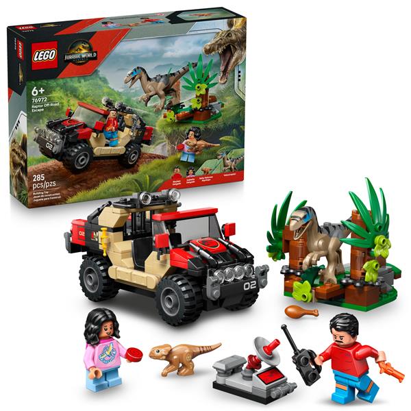 LEGO Jurassic World Raptor Off-Road Escape 76972, 285 Pieces, 6+