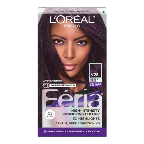 L'Oreal Paris Feria Shimmering Permanent Hair Color V28 Midnight