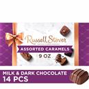 Russell Stover Assorted Caramels Milk & Dark Chocolate Candy Gift Box
