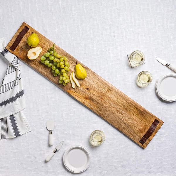 Mud Pie 42 In. Long Wood Serving Board with Leather Handles | Hy-Vee ...