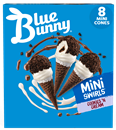 Blue Bunny Mini Swirls Cookies 'N Cream Cones, Frozen Dessert 8PK