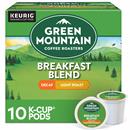 Green Mountain Coffee Roasters Breakfast Blend Decaf Keurig Single-Serve K-Cup pods, Light Roast Coffee, 10 Count