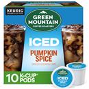 Green Mountain Coffee Roasters ICED Pumpkin Spice, Single Serve Keurig K-Cup Pods, Flavored Ice Coffee, 10 Count
