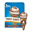 Blue Bunny Frozen Dairy Dessert, Chocolate Vanilla, Twist Cones 4-4.5 Fl Oz Cones