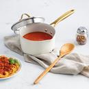 Hy-Vee Seasons 2.5 Qt. Nonstick Saucepan with Strainer Lid in Linen