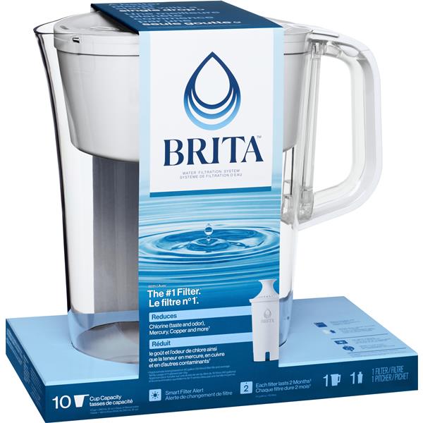 Brita Large 10 Cup Water Filter Pitcher Smart Light Filter Reminder 2  Filters