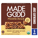 MadeGood Mornings Chocolate Chip Soft Baked Oat Bars, 5 Pack