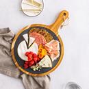 BIA Round Wood and Slate Serving Board