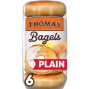 Thomas' Plain Bagels, 6 count, Pre-sliced Bagels