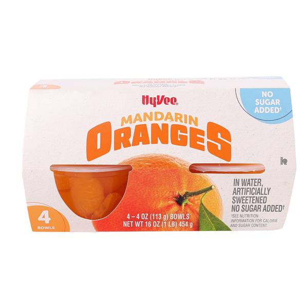 Hy-Vee Mandarin Oranges No Sugar Added 4-4 oz Bowls | Hy-Vee