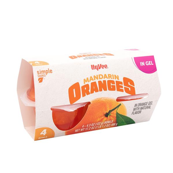 Hy-Vee Mandarins Oranges In Orange Gel, 4-4.3 oz Bowls | Hy-Vee