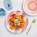 Hy-Vee Seasons Striped Dinner Plate in Pink