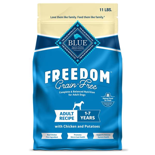 Blue Buffalo Freedom Adult Dog Food, Grain Free, Chicken - 11 lb bag