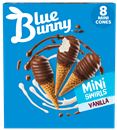 Blue Bunny Mini Swirls Vanilla Cones, Frozen Dessert, 8 Pack