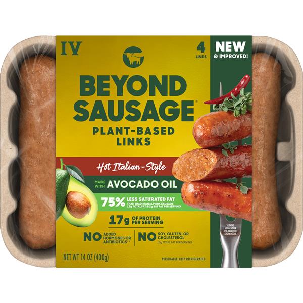 Beyond Meat Beyond Sausage Plant-Based Dinner Sausage Links, Hot