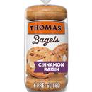 Thomas' Cinnamon Raisin, Pre-sliced Bagels, 6 Ct