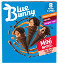 Blue Bunny Mini Swirls Chocolate Lovers Cones, Frozen Dessert