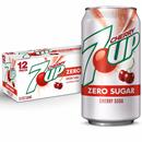 7UP Cherry Zero Sugar Soda, 12 fl oz cans, 12 pack
