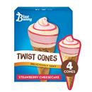 Blue Bunny Frozen Dairy Dessert, Strawberry Cheesecake, Twist Cones 4-4.5 FL OZ