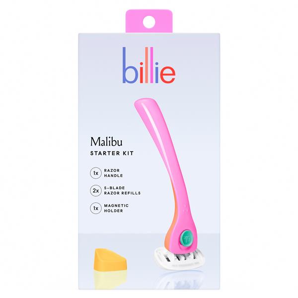 Pink Billie Razor Set Billie Women’s Razor Kit, 1 Handle + 2 Blade Refills + Magnetic Holder ...