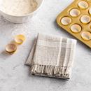 Hy-Vee Seasons Waffle Tea Towel in White and Fieldstone Gray