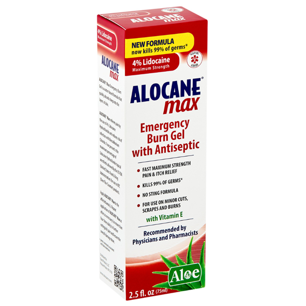 Alocane Max Aloe Emergency Burn Gel with Antiseptic, 2.5 fl oz