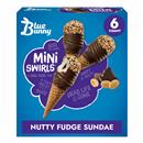 Blue Bunny Mini Swirls Nutty Fudge Sundae Cones, 8Ct